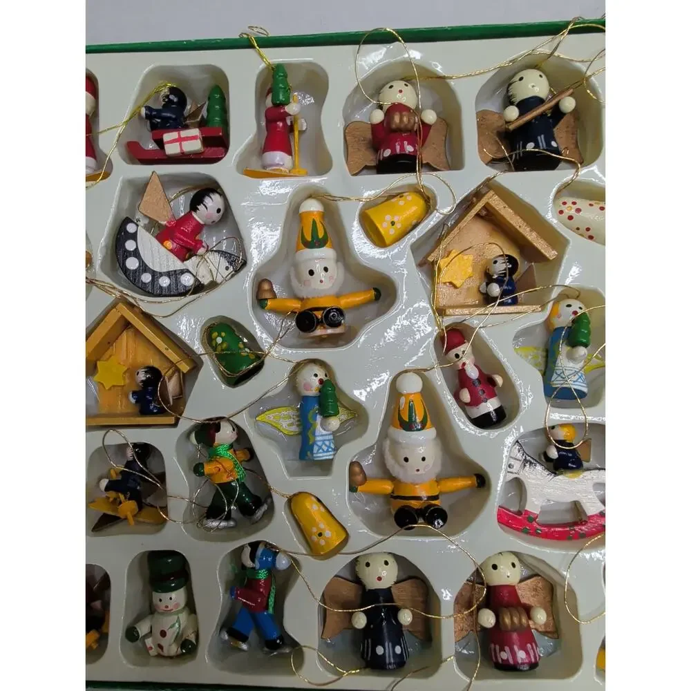 Kurt Adler Petite Treasures Wooden Mini Christmas Ornament Set of 49 Pieces